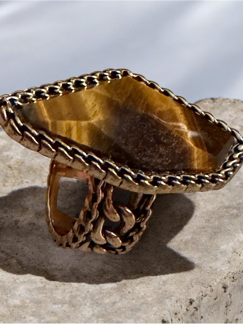 Studio Barse Gold-Tone Tiger's Eye Statement Ring